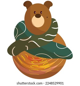 Isolated cute bear with scarf winter clothes Vector