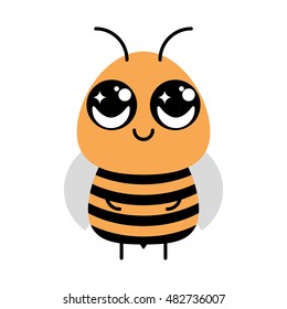 Isolated cute bee on a white background, Vector illustration