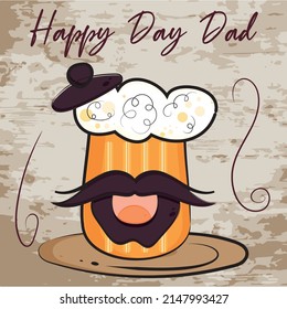 Isolated cute beer glass cartoon Happy father day retro template Vector
