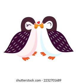 Isolated cute birds in love Floral frame Vector