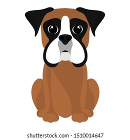 Isolated Cute Boxer Cartoon. Dog Breeds - Vector