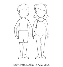 isolated cute boy and girl