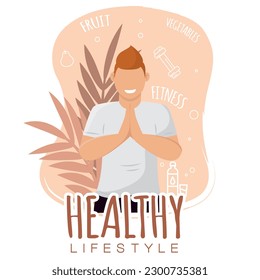 Niño lindo aislado personaje sano abstracto estilo de vida saludable Vector