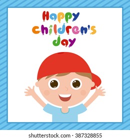 Isolated cute boy on a textured background with text