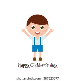 Isolated cute boy on a white background with text