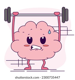 Isolated cute brain cartoon character doing exercises Vector