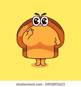 Isolated cute bread vector on yellow background, cute bread vector simple vector