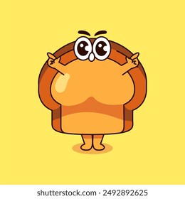 Isolated cute bread vector on yellow background, cute bread vector simple vector