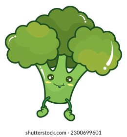 Isolated cute broccoli vegetable character Vector