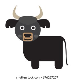Isolated cute buffalo on a white background, Vector illustration