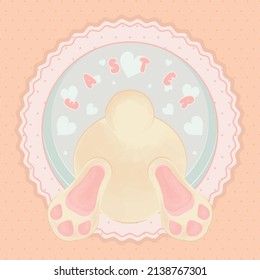 Isolated cute bunny on a celebration label Easter Vector