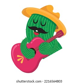 Isolated cute cactus character sketch icon Vector