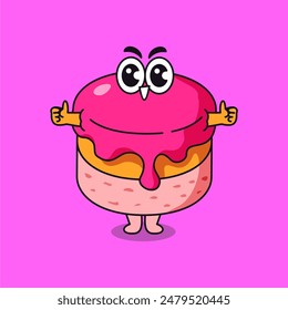 Isolated cute cake vector on pink background, cute cake vector simple vector