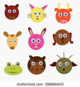 Isolated Cute Cartoon Animal Set Vector