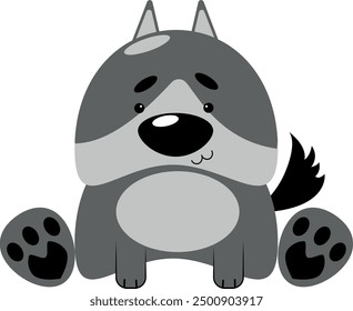 Isolated cute cartoon husky dog ​​on transparent background