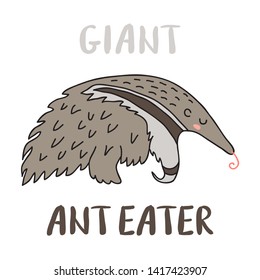 Isolated cute cartoon sleeping anteater vector illustration