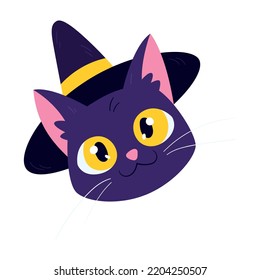 Isolated Cute Cat Avatar With A Halloween Witch Costume Vector