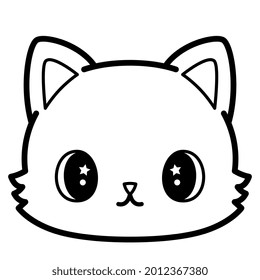Isolated cute cat emoji cartoon kawaii Vector illustration