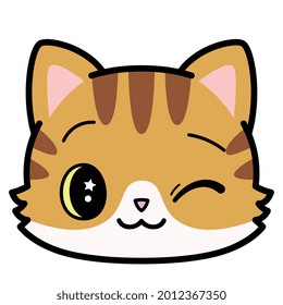 Isolated cute cat emoji winking Vector illustration