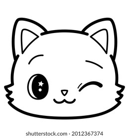 Isolated cute cat emoji winking Vector illustration