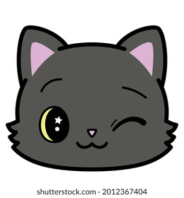 Isolated cute cat emoji winking Vector illustration