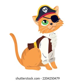 Isolated cute cat with a halloween pirate costume Vector