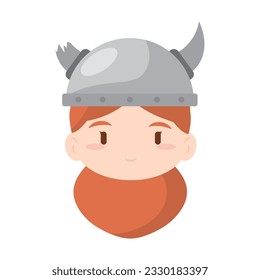 Isolated cute chibi female viking character avatar Vector