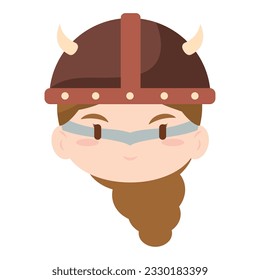 Isolated cute chibi female viking character avatar Vector