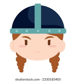 Isolated cute chibi female viking character avatar Vector