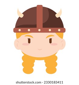 Isolated cute chibi female viking character avatar Vector