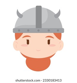 Isolated cute chibi female viking character avatar Vector