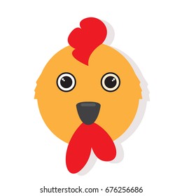 Isolated cute chicken face on a white background, Vector illustration