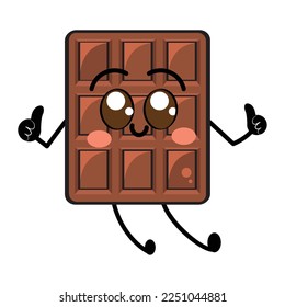 Isolated cute chocolate candy bar cartoon character Vector