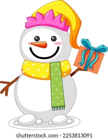 Isolated cute Christmas snowman illustration