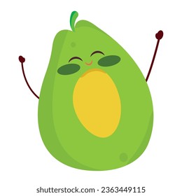 Isolated cute colored avocado cartoon character Vector
