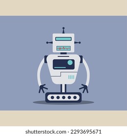 Personaje robot aislado de color lindo Vector