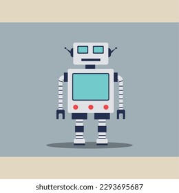 Personaje robot aislado de color lindo Vector