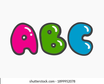 isolated cute colourful hand drawn  letter, a, b, c, alphabets, blue, pink, green colour for education element, wallpaper, texture, banner, label. vector design.