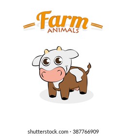 Isolated cute cow on a white background
