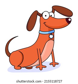 Isolated cute dachshund dog breed cartoon Vector illustration