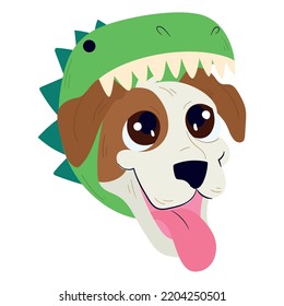 Isolated cute dog avatar with a halloween dinosaur costume Vector