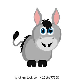 Isolated cute donkey. Farm animal. Vector illustration design