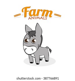 Isolated cute donkey on a white background