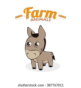 Isolated cute donkey on a white background