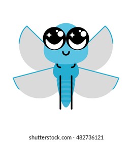 Isolated cute dragonfly on a white background, Vector illustration