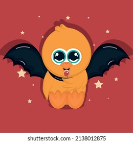 Isolated cute duck cartoon character with a bat costume Vector