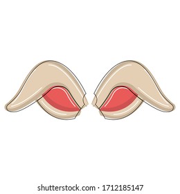 Isolated cute ears bunny over a white background - Vector