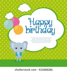 Isolated cute elephant with balloons on a textured background
