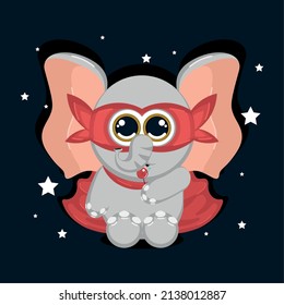 Isolated cute elephant cartoon character with a superhero costume Vector