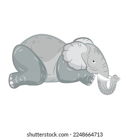 Einziger, süßer Elefant, farbiger Skizze, Vektorgrafik